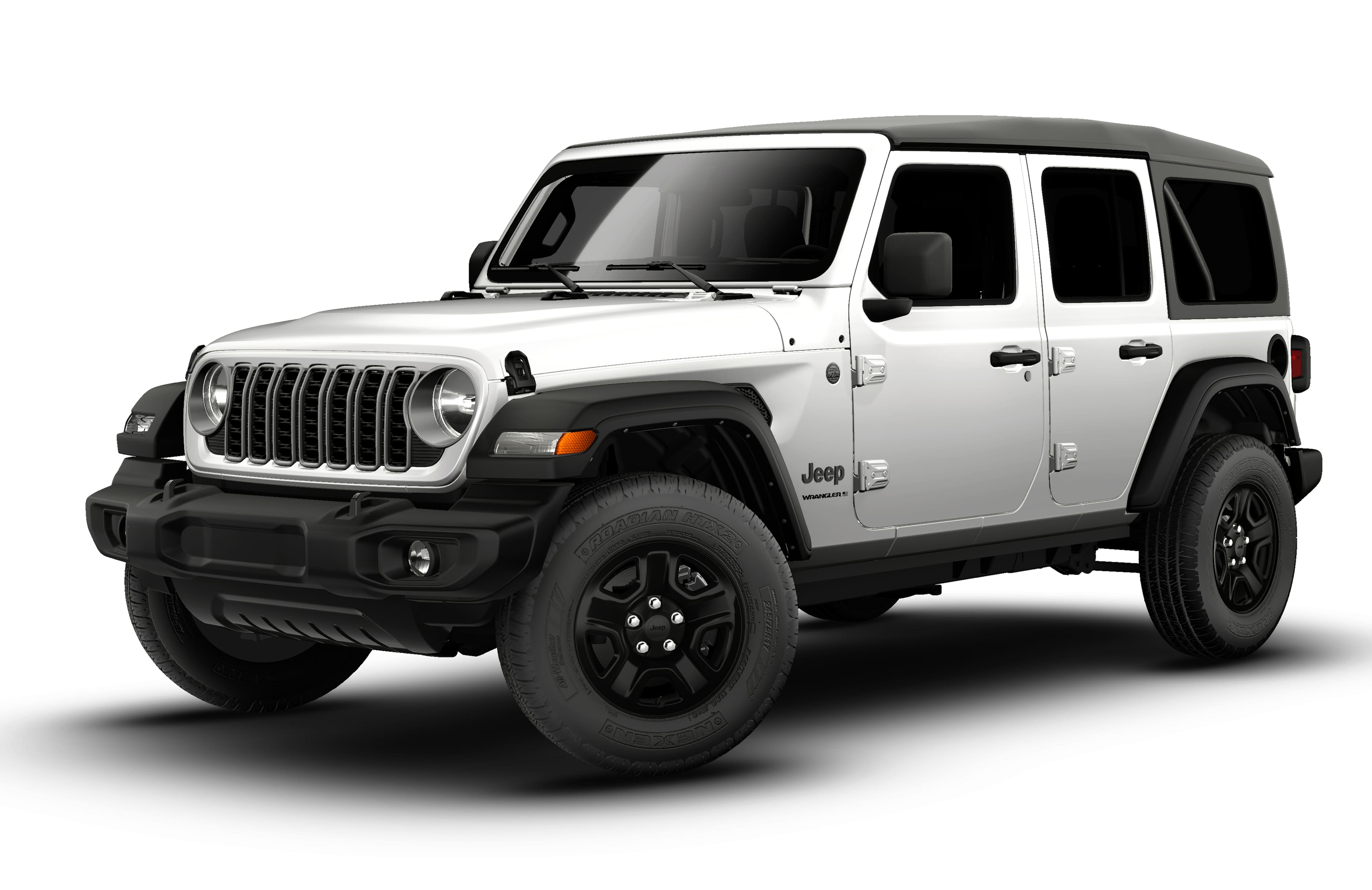 2026 Jeep Wrangler WRANGLER 4-DOOR SPORT in Bright White Clear-Coat Exterior Paint — front three-quarter view