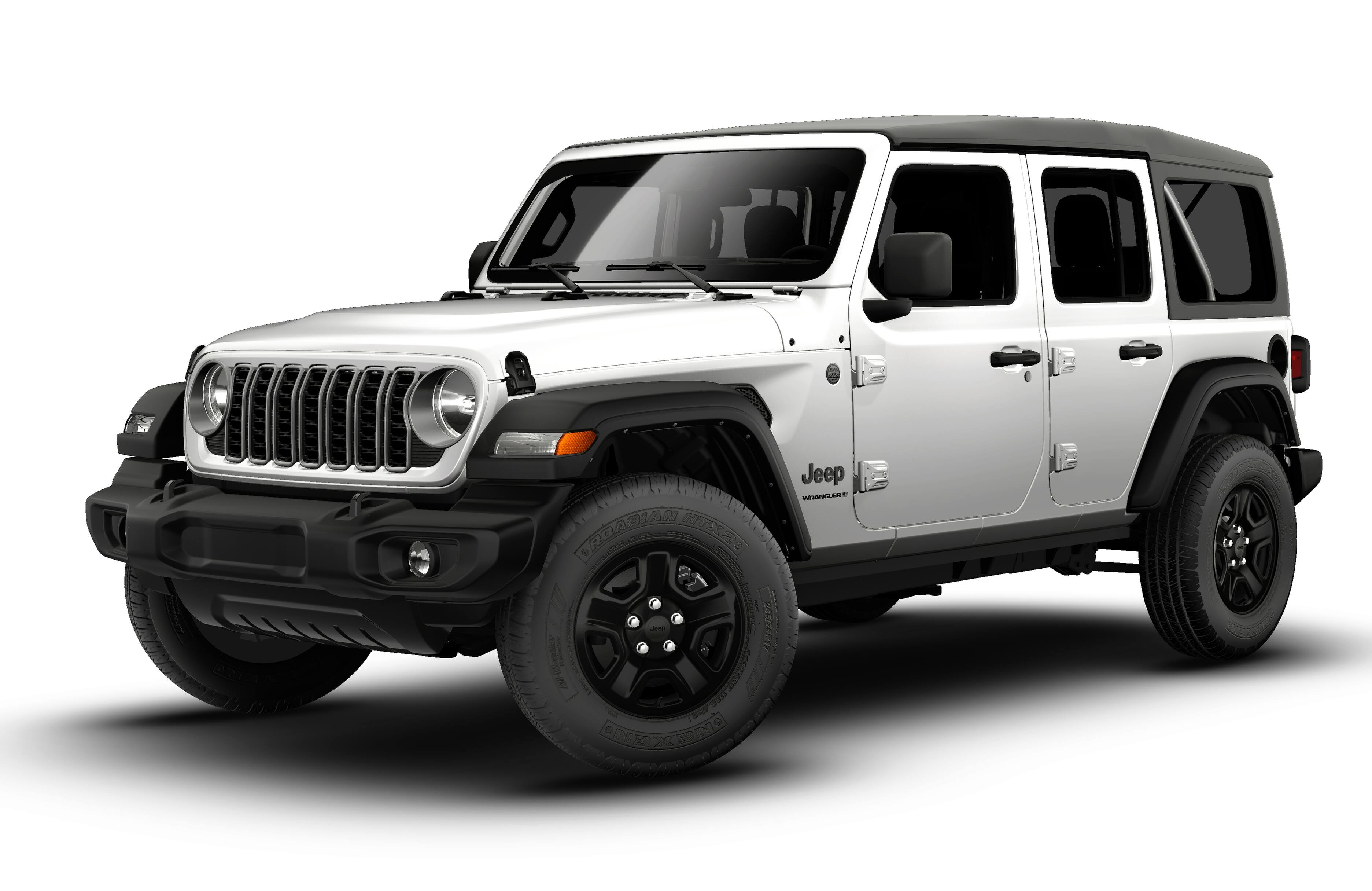 2026 Jeep Wrangler WRANGLER 4-DOOR SPORT in Bright White Clear-Coat Exterior Paint — front three-quarter view