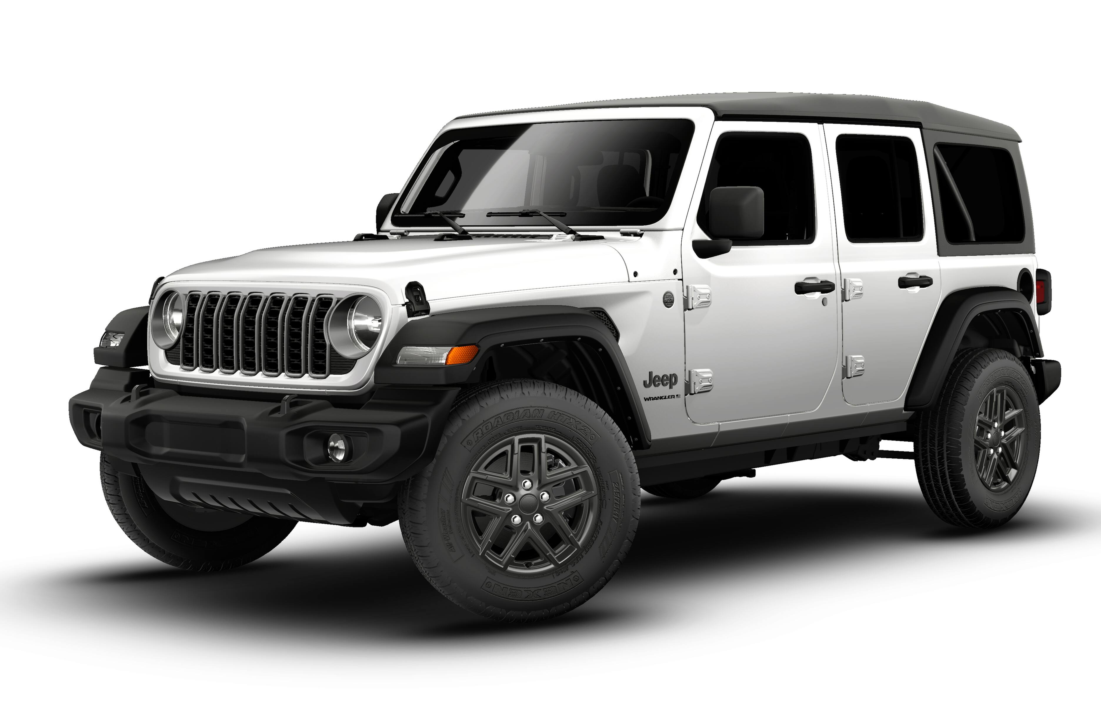 2026 Jeep Wrangler WRANGLER 4-DOOR SPORT in Bright White Clear-Coat Exterior Paint — front three-quarter view
