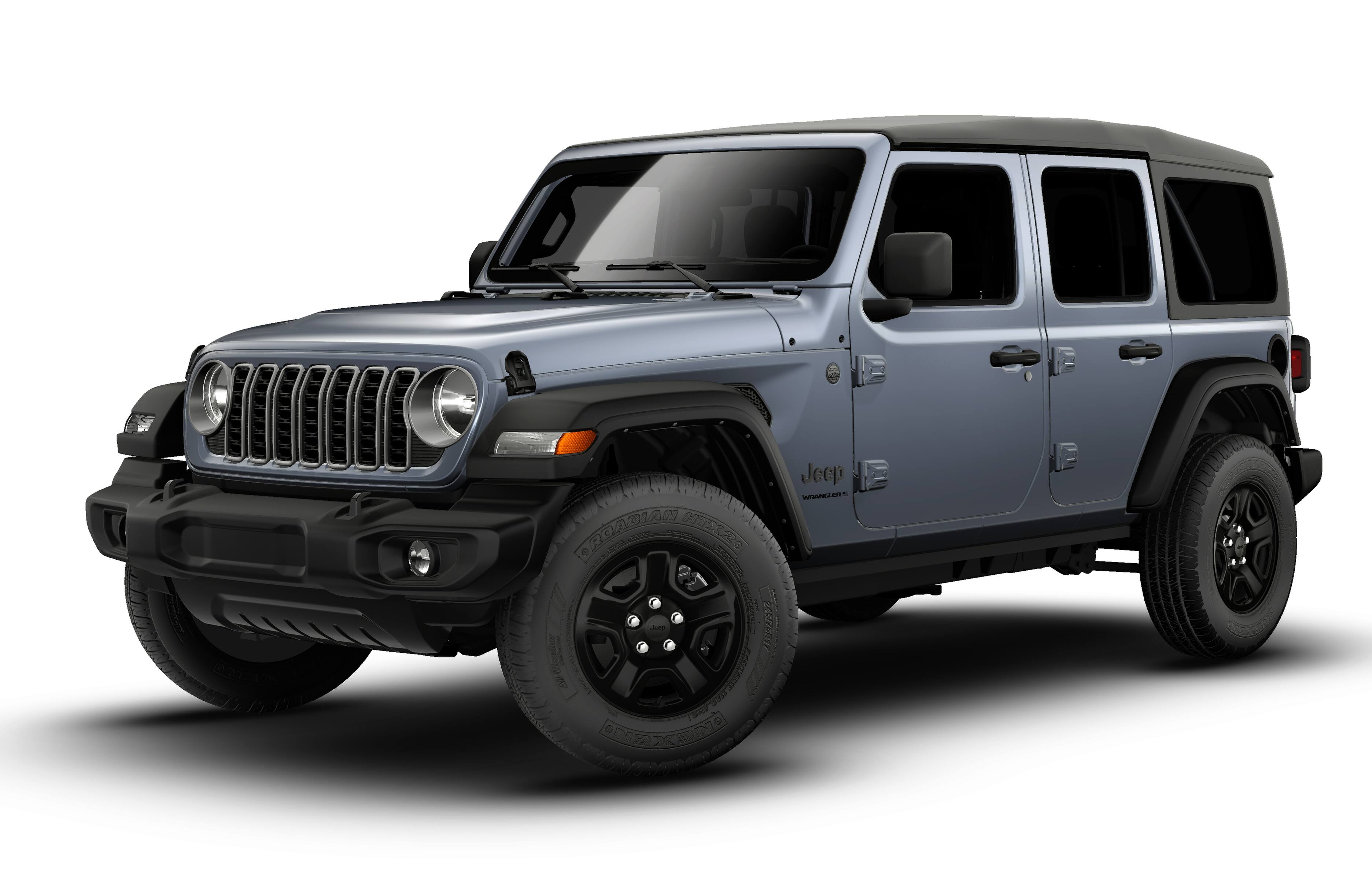 2026 Jeep Wrangler WRANGLER 4-DOOR SPORT in Anvil Clear-Coat Exterior Paint — front three-quarter view