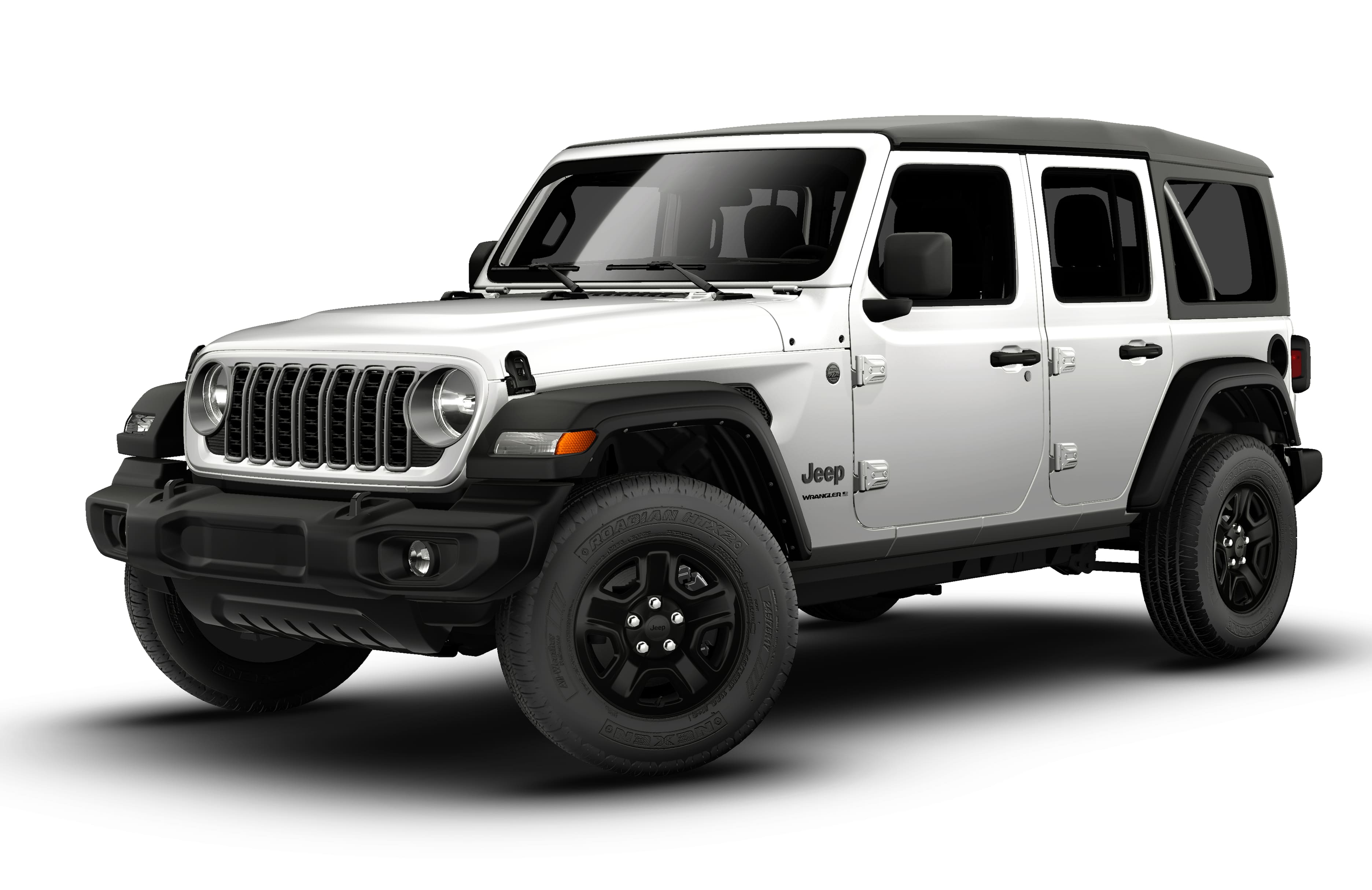 2026 Jeep Wrangler WRANGLER 4-DOOR SPORT in Bright White Clear-Coat Exterior Paint — front three-quarter view