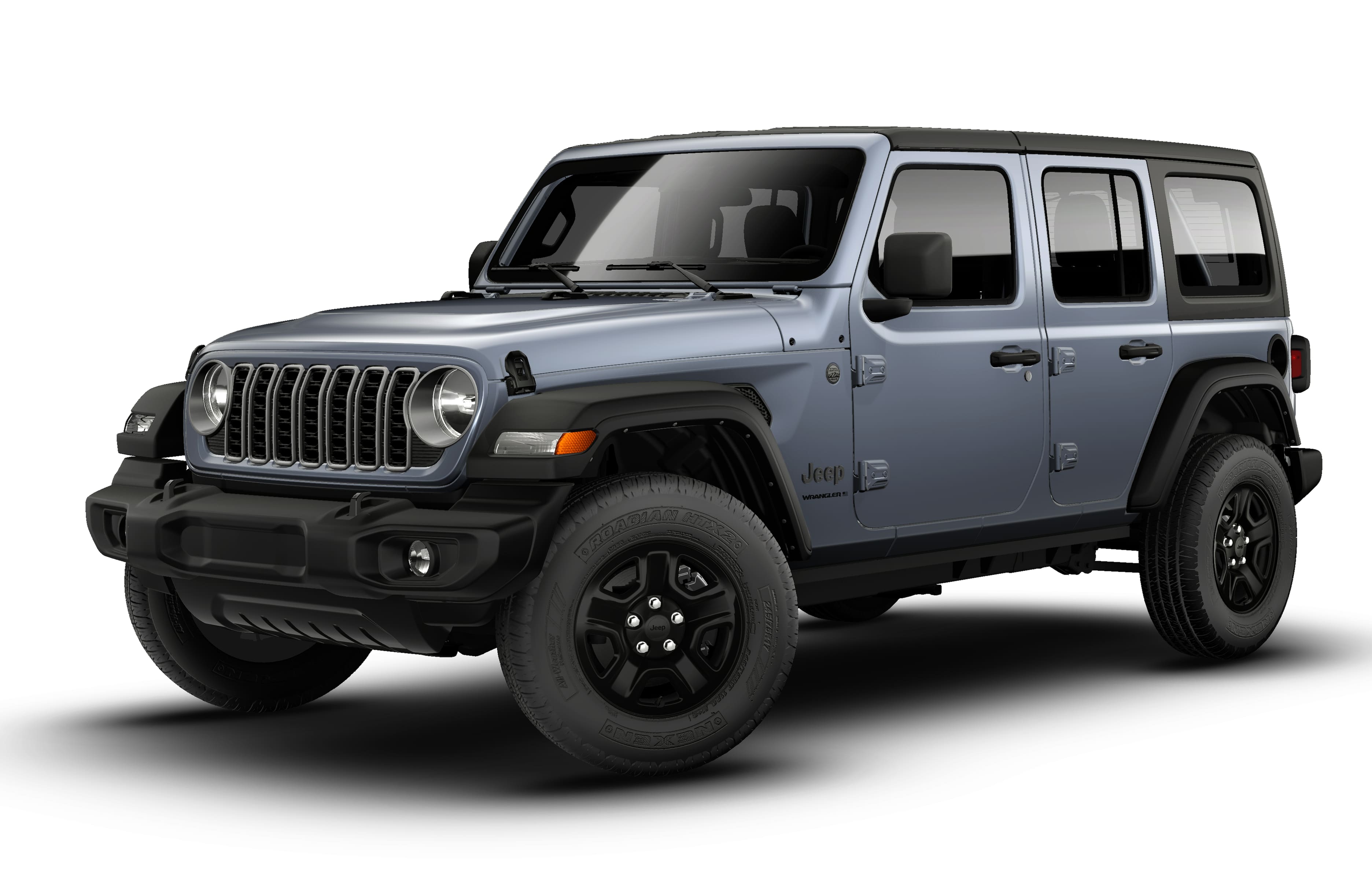 2026 Jeep Wrangler WRANGLER 4-DOOR SPORT in Anvil Clear-Coat Exterior Paint — front three-quarter view
