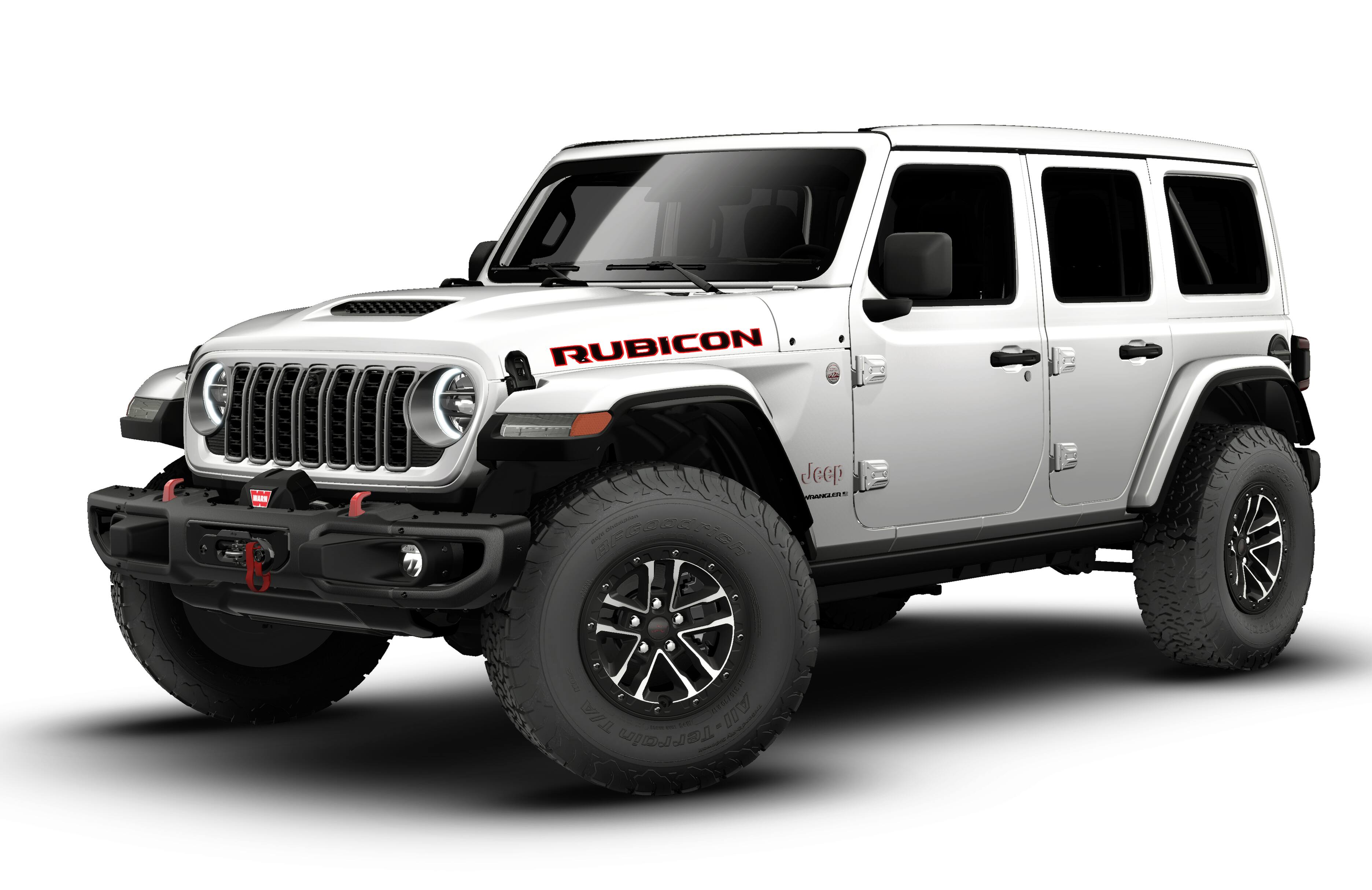 2026 Jeep Wrangler WRANGLER 4-DOOR RUBICON X in Bright White Clear-Coat Exterior Paint — front three-quarter view