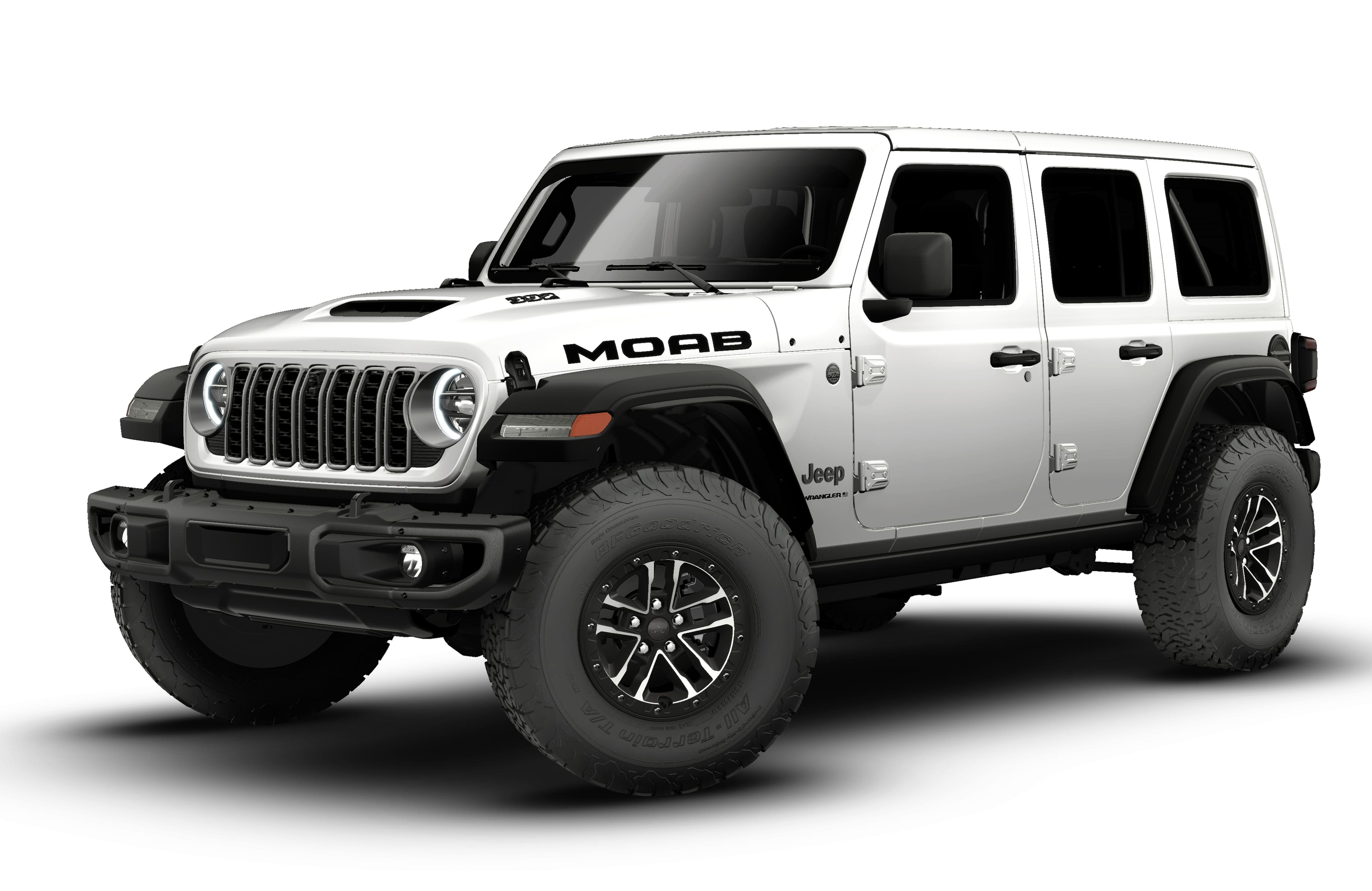 2026 Jeep Wrangler WRANGLER 4-DOOR MOAB 392 in Bright White Clear-Coat Exterior Paint — front three-quarter view