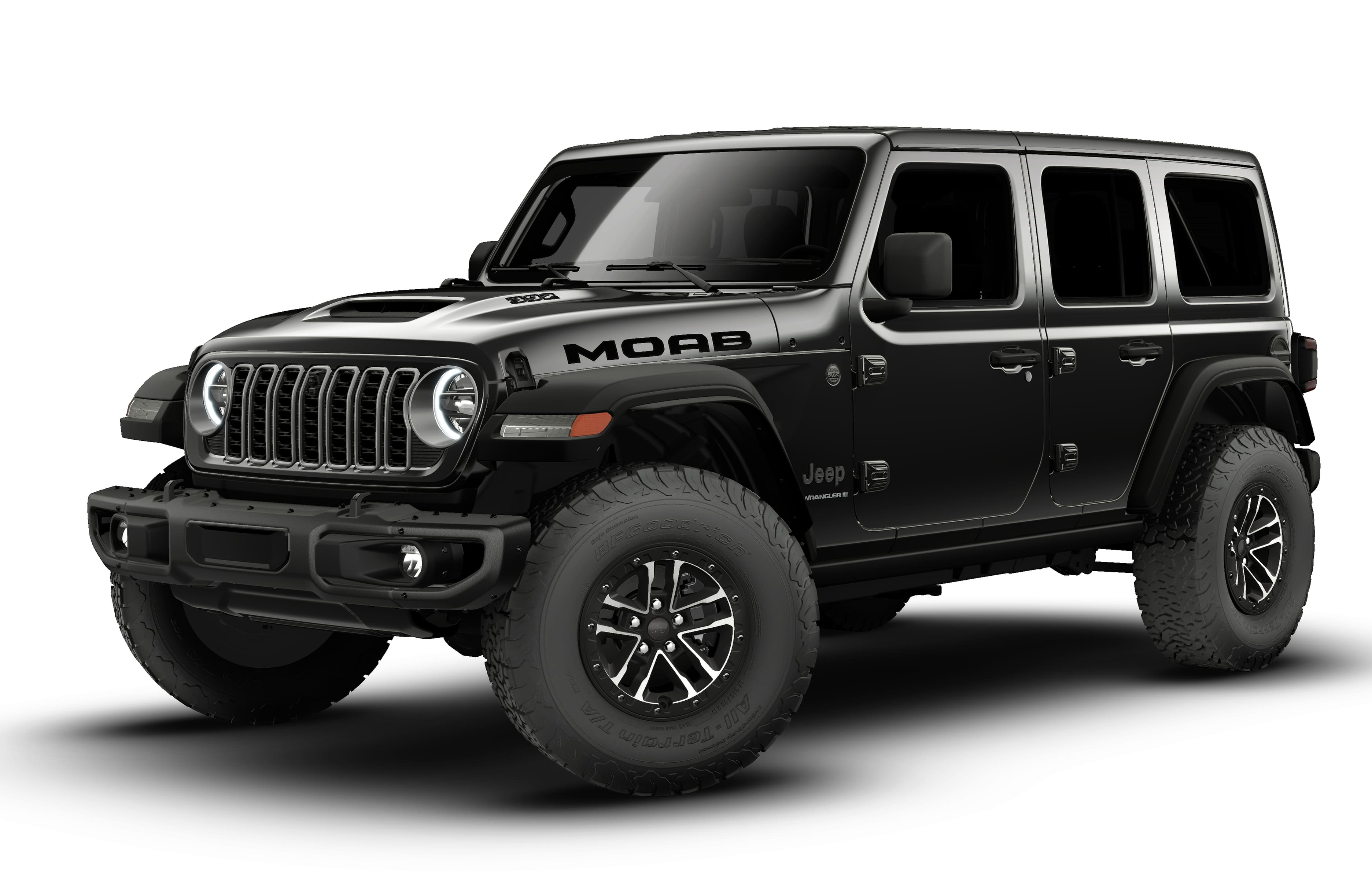 2026 Jeep Wrangler WRANGLER 4-DOOR MOAB 392 in Black Clear-Coat Exterior Paint — front three-quarter view