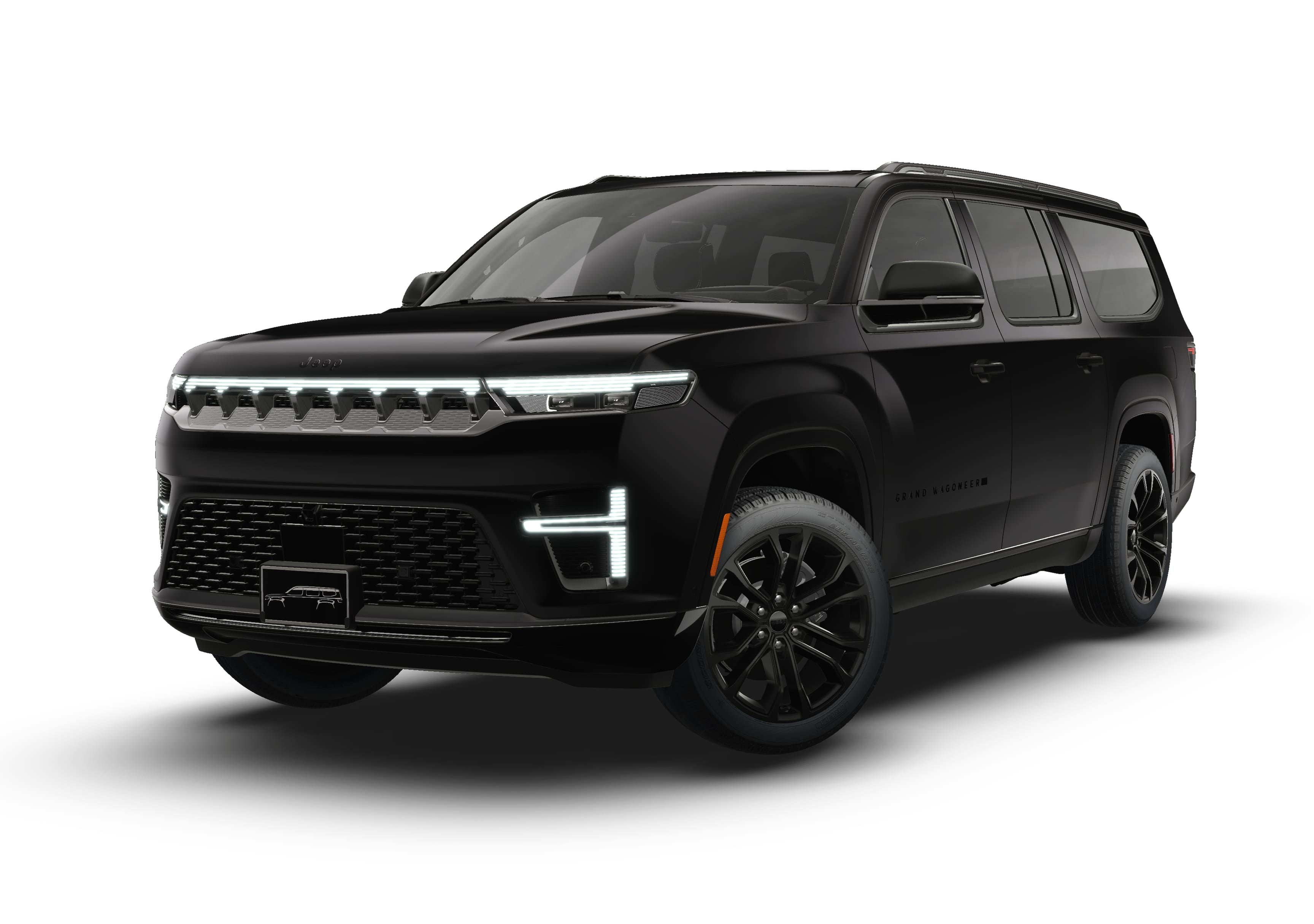 2026 Jeep Grand Wagoneer GRAND WAGONEER L SUMMIT RESERVE 4X4 in High Gloss Black Exterior Paint — front three-quarter view