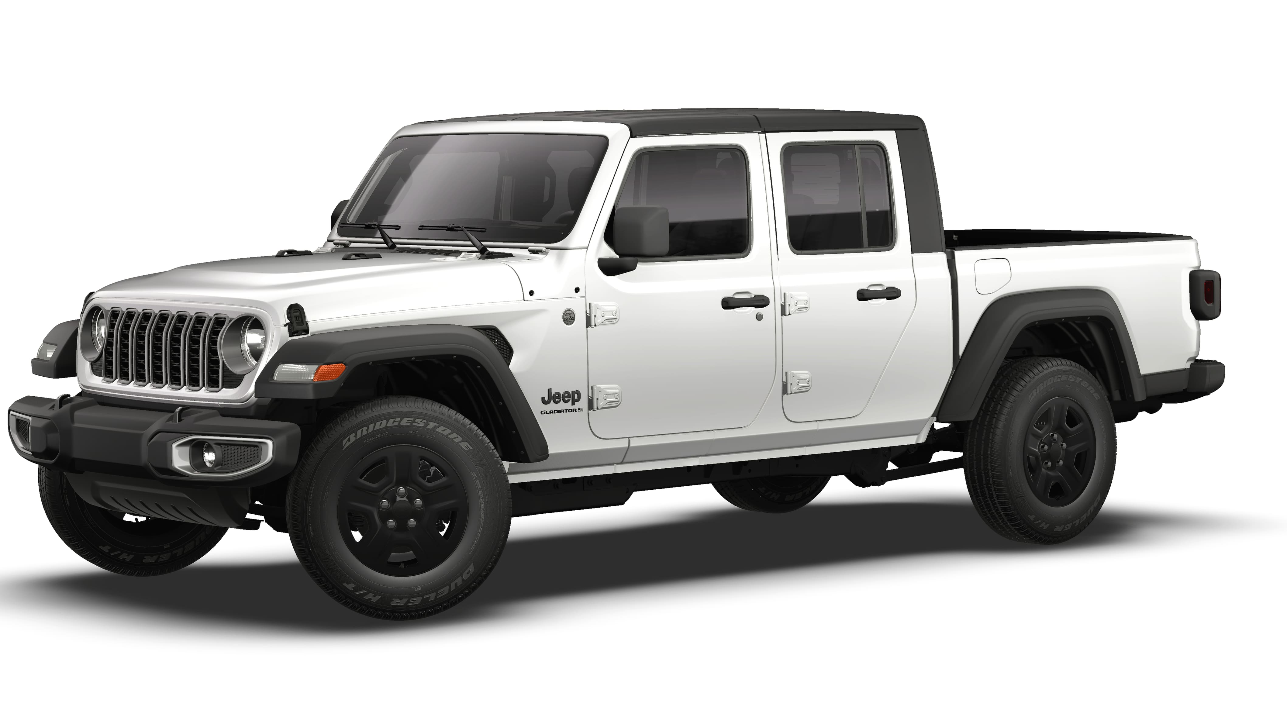 2026 Jeep Gladiator GLADIATOR SPORT 4X4 in Bright White Clear-Coat Exterior Paint — front three-quarter view