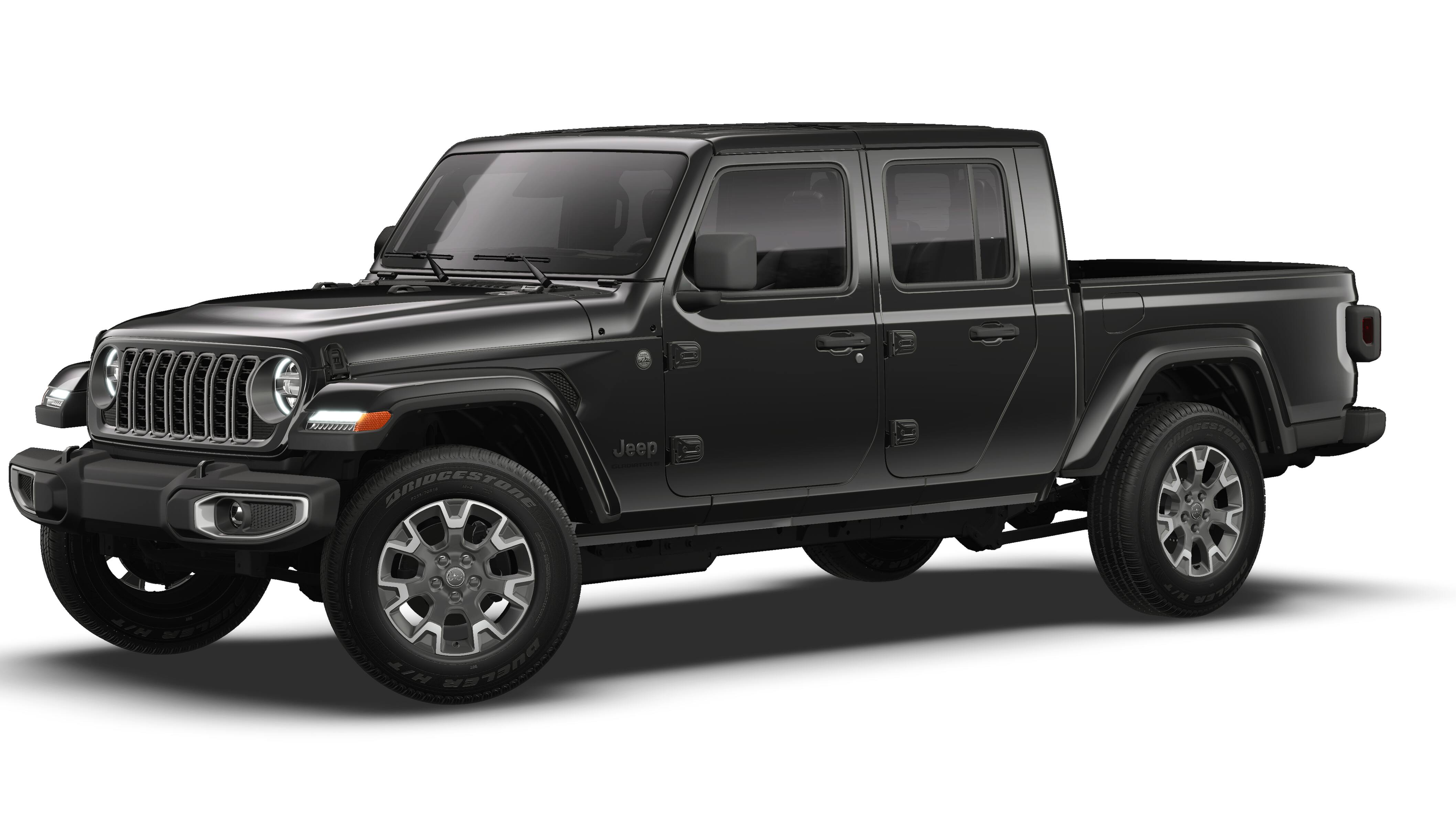 2026 Jeep Gladiator GLADIATOR SAHARA 4X4 in Black Clear-Coat Exterior Paint — front three-quarter view