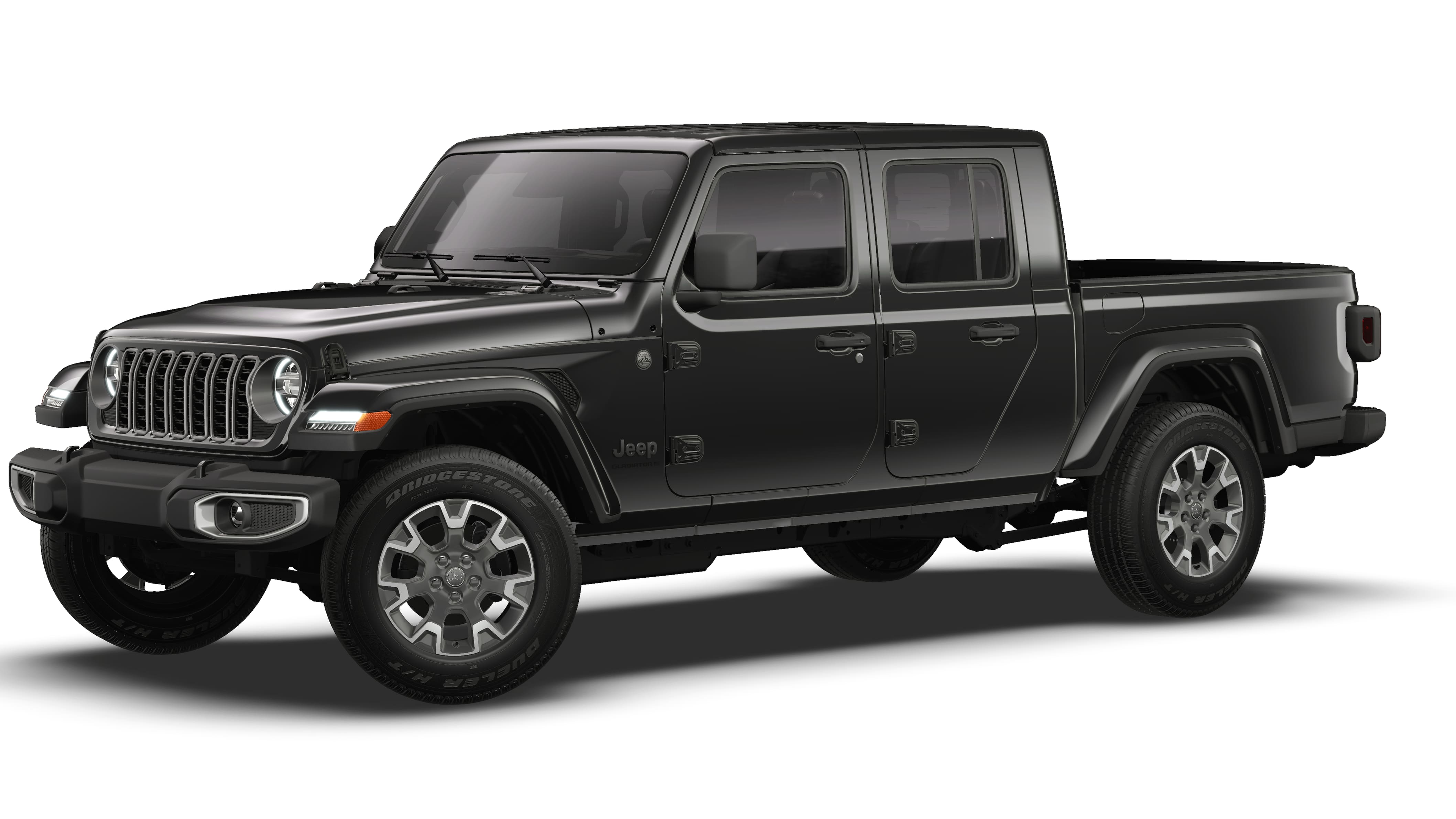 2026 Jeep Gladiator GLADIATOR SAHARA 4X4 in Black Clear-Coat Exterior Paint — front three-quarter view
