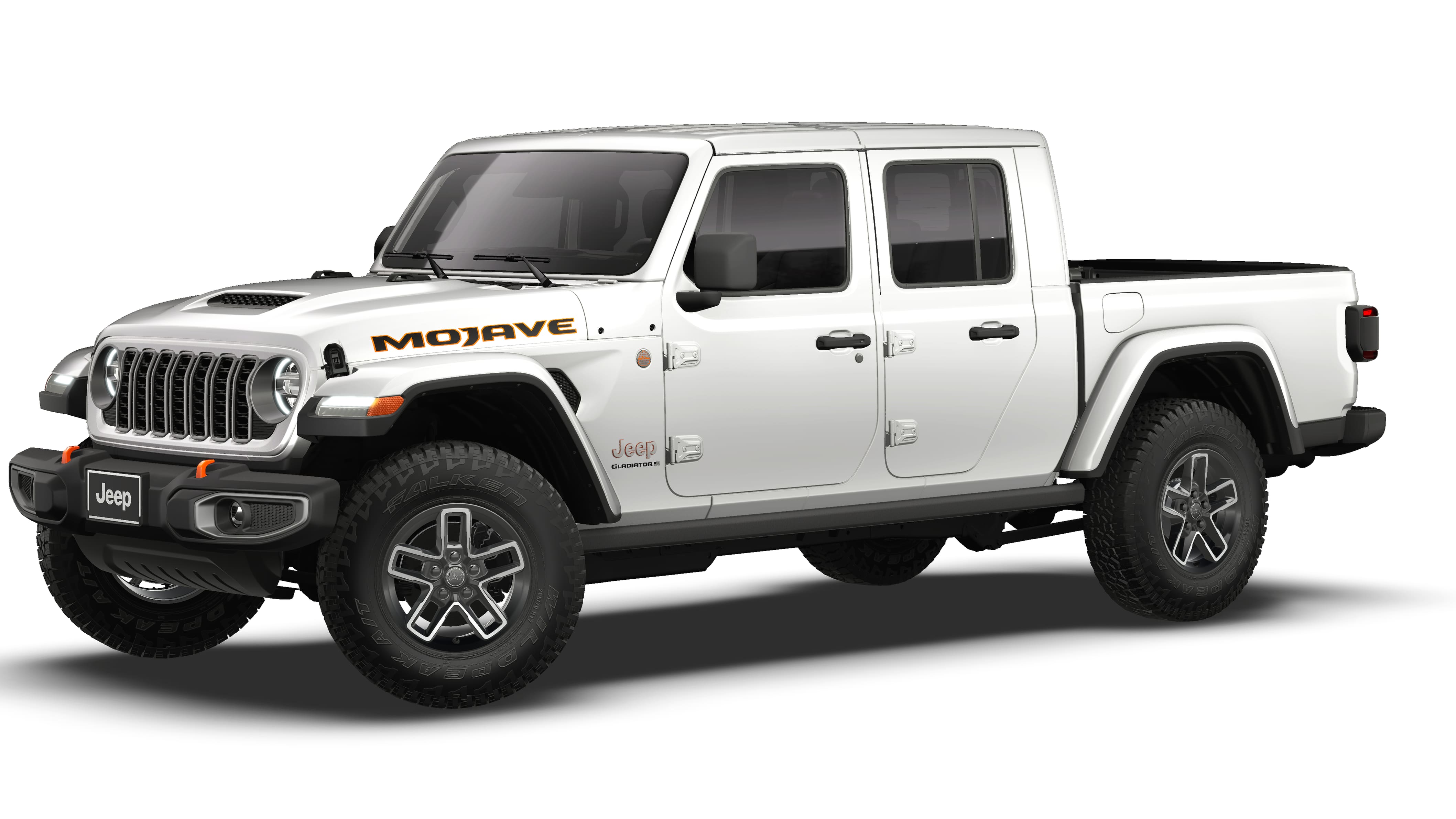2026 Jeep Gladiator GLADIATOR MOJAVE 4X4 in Bright White Clear-Coat Exterior Paint — front three-quarter view