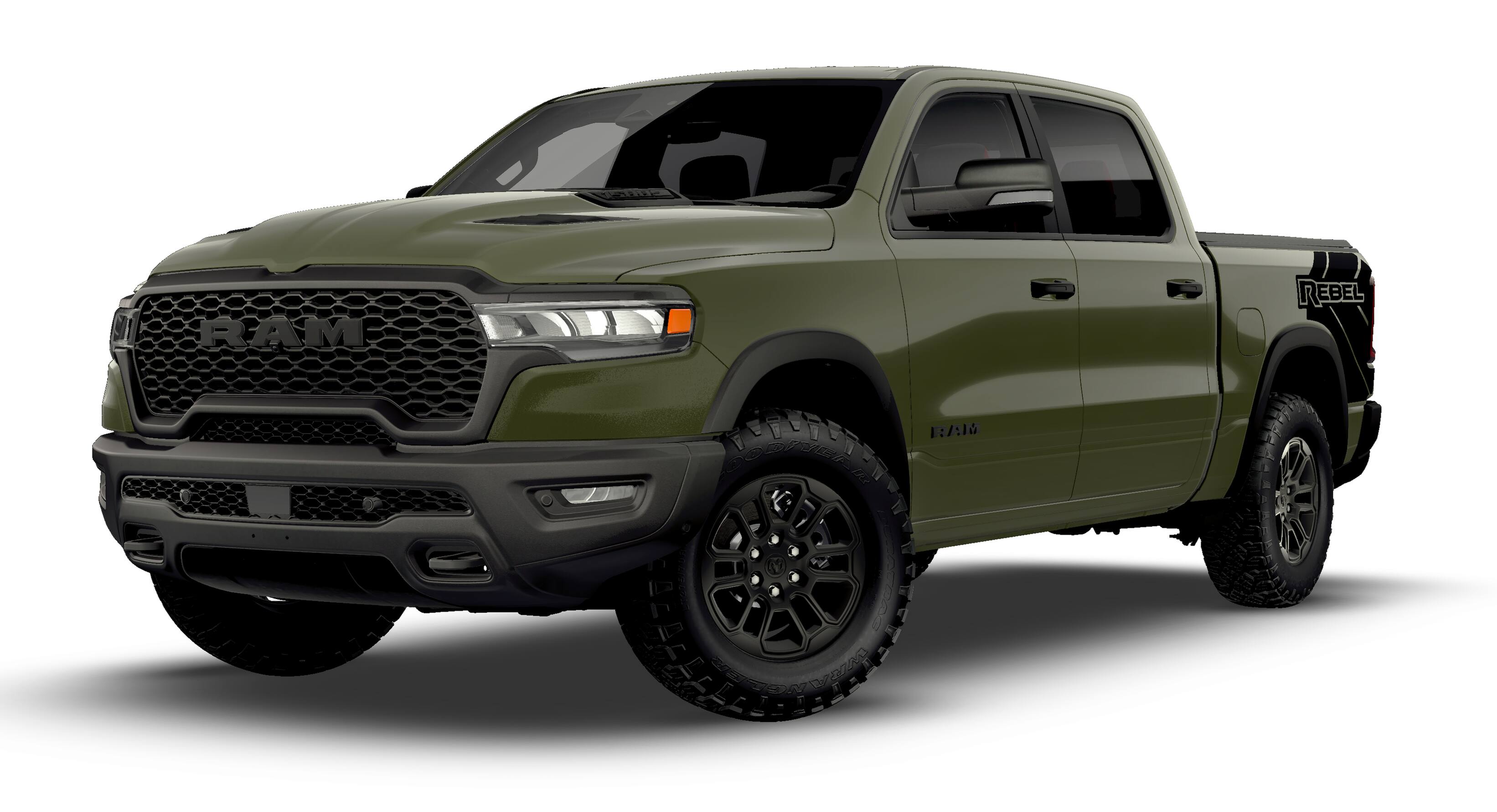 2026 RAM Ram 1500 RAM 1500 REBEL CREW CAB 4X4 5'7' BOX in Tank Exterior Paint — front three-quarter view