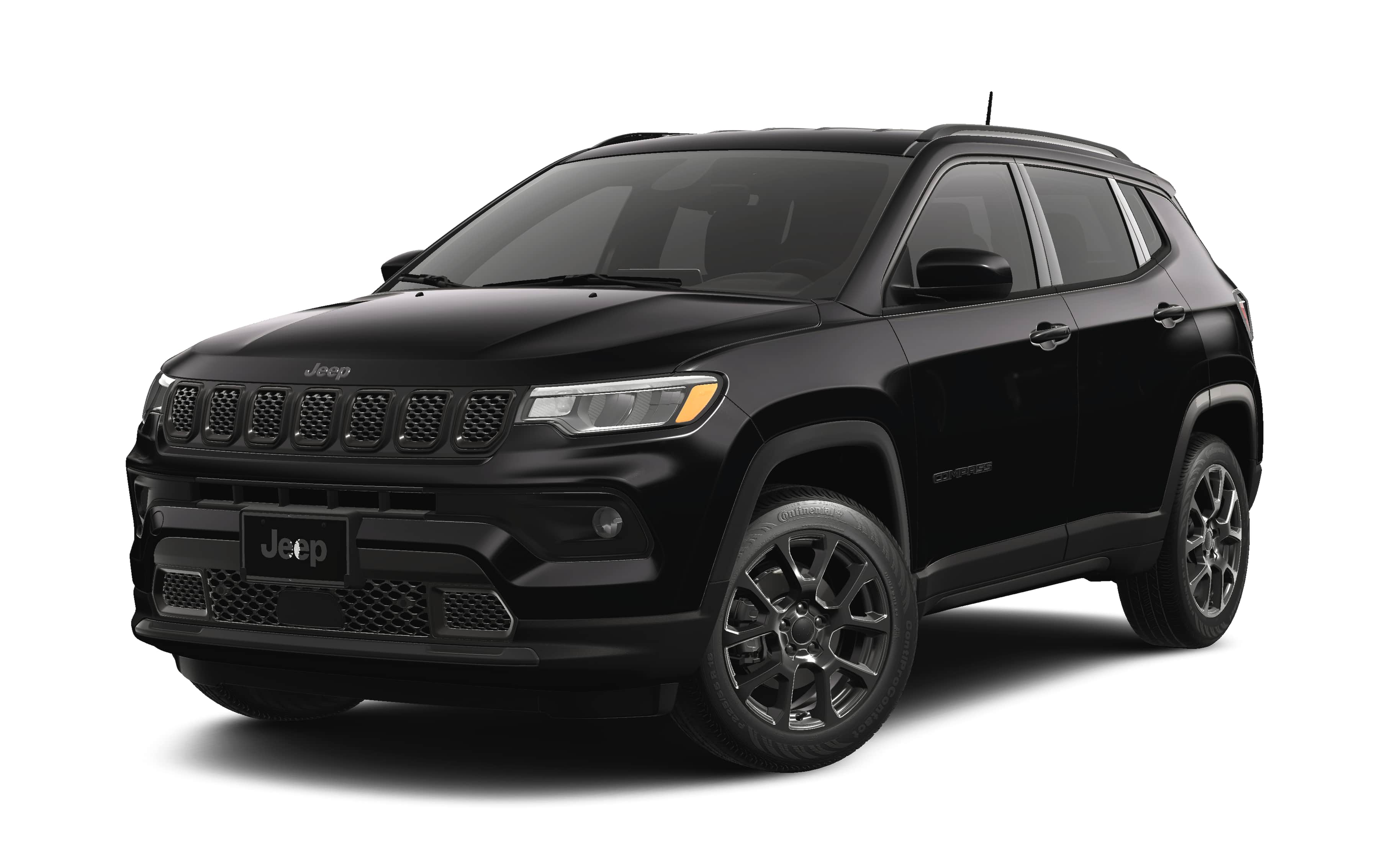 2026 Jeep Compass COMPASS LATITUDE ALTITUDE 4X4 in Diamond Black Crystal Pearl-Coat Exterior Paint — front three-quarter view