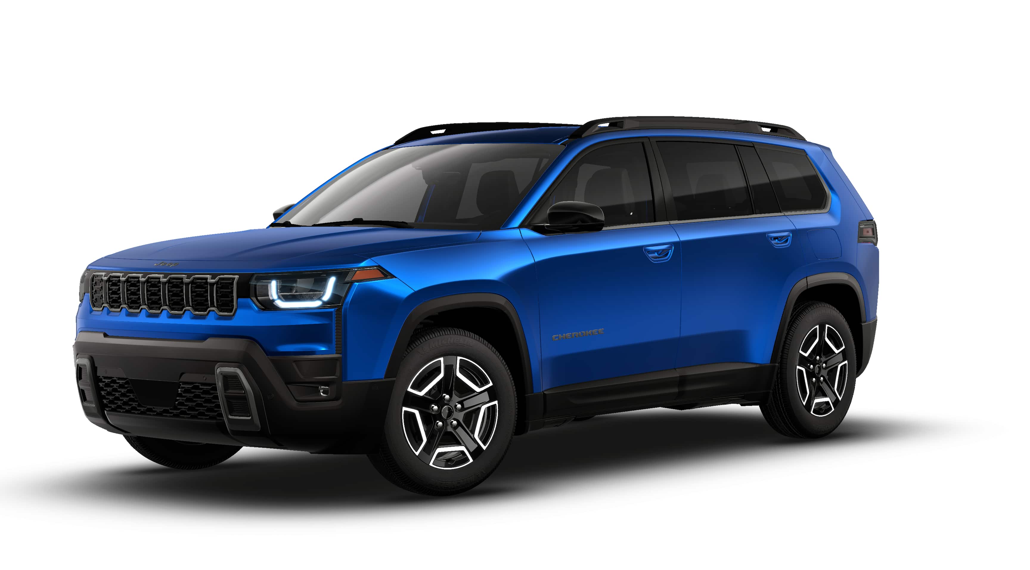 2026 Jeep Cherokee CHEROKEE LAREDO 4X4 in Hydro Blue Pearl-Coat Exterior Paint — front three-quarter view
