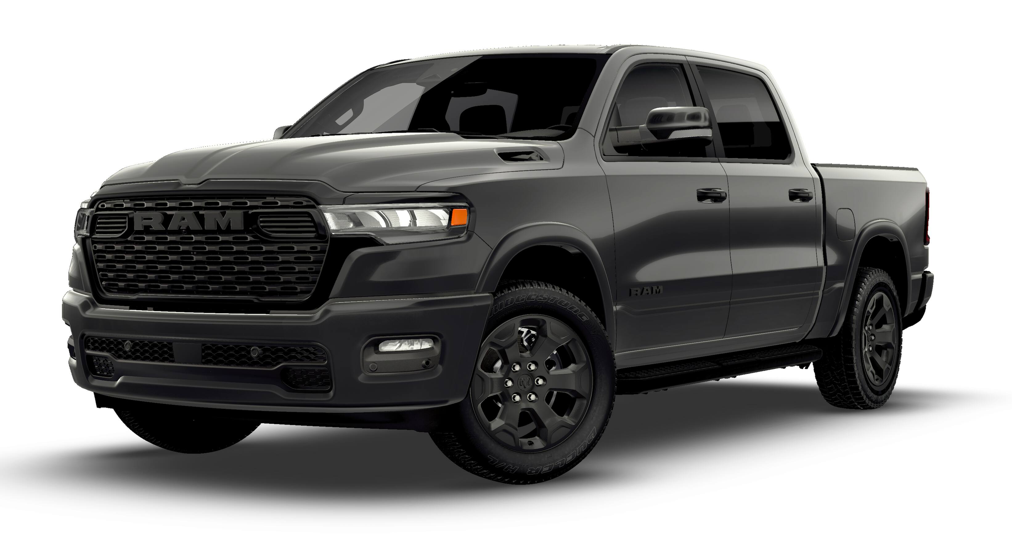 2026 RAM Ram 1500 RAM 1500 BIG HORN CREW CAB 4X2 5'7' BOX in Granite Crystal Metallic Clear-Coat Exterior Paint — front three-quarter view
