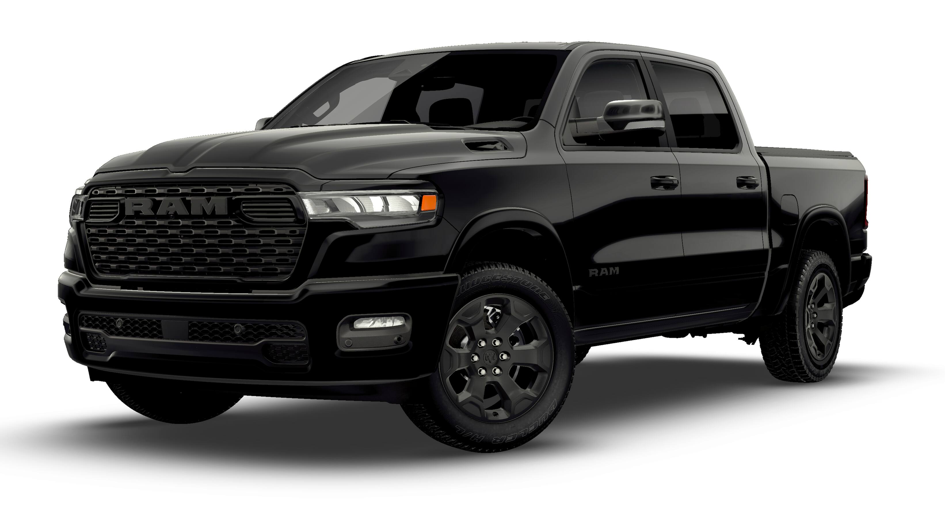 2026 RAM Ram 1500 RAM 1500 BIG HORN CREW CAB 4X2 5'7' BOX in Diamond Black Crystal Pearl-Coat Exterior Paint — front three-quarter view