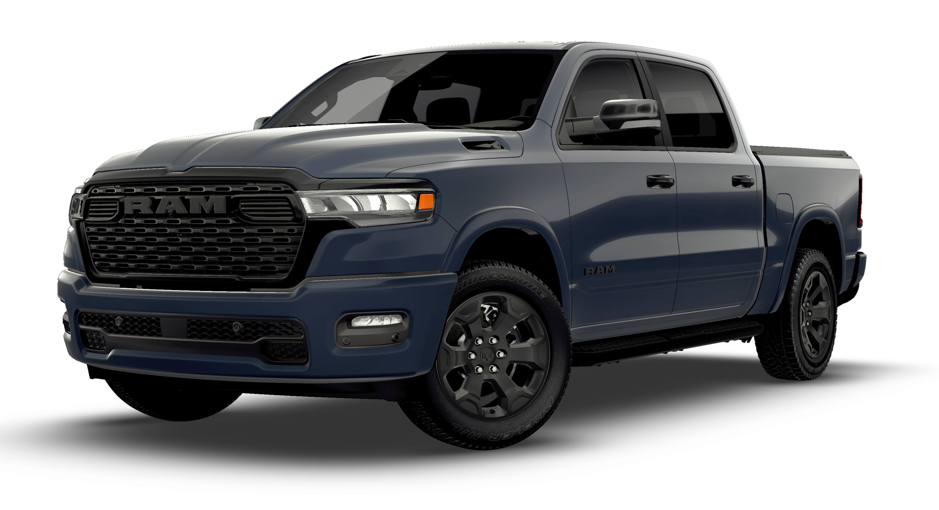 2026 RAM Ram 1500 RAM 1500 BIG HORN CREW CAB 4X2 5'7' BOX in Forged Blue Metallic Exterior Paint — front three-quarter view