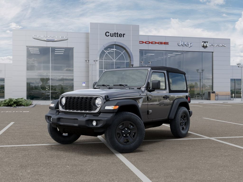 2026 Jeep Wrangler WRANGLER 2-DOOR SPORT in Granite Crystal Metallic Clear-Coat Exterior Paint — front three-quarter view