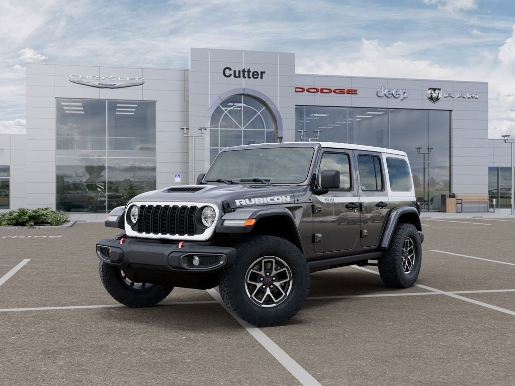 2026 Jeep Wrangler WRANGLER 4-DOOR RUBICON in Granite Crystal Metallic Clear-Coat Exterior Paint — front three-quarter view