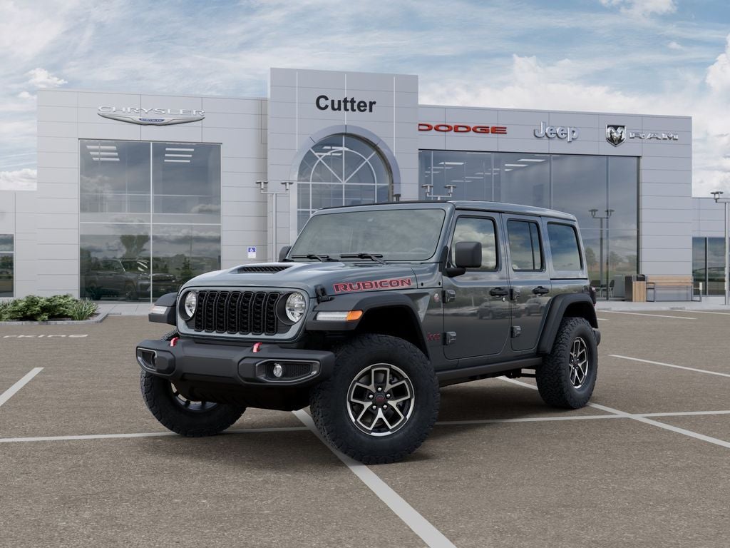2026 Jeep Wrangler WRANGLER 4-DOOR RUBICON in Anvil Clear-Coat Exterior Paint — front three-quarter view