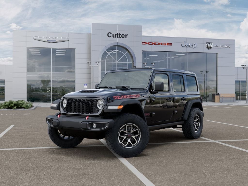 2026 Jeep Wrangler WRANGLER 4-DOOR RUBICON in Black Clear-Coat Exterior Paint — front three-quarter view