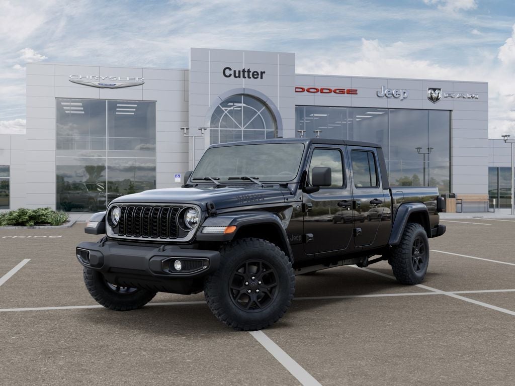 2026 Jeep Gladiator GLADIATOR WILLYS 4X4 in Black Clear-Coat Exterior Paint — front three-quarter view