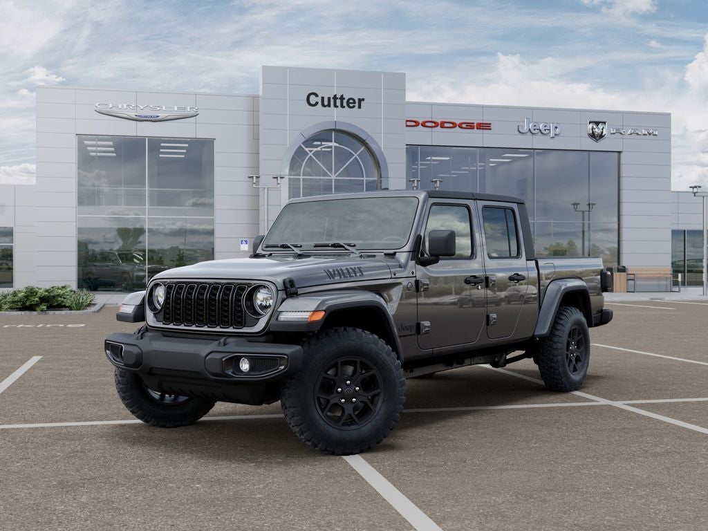 2026 Jeep Gladiator GLADIATOR WILLYS 4X4 in Granite Crystal Metallic Clear-Coat Exterior Paint — front three-quarter view