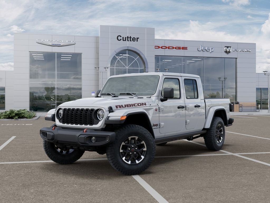 2026 Jeep Gladiator GLADIATOR RUBICON 4X4 in Bright White Clear-Coat Exterior Paint — front three-quarter view