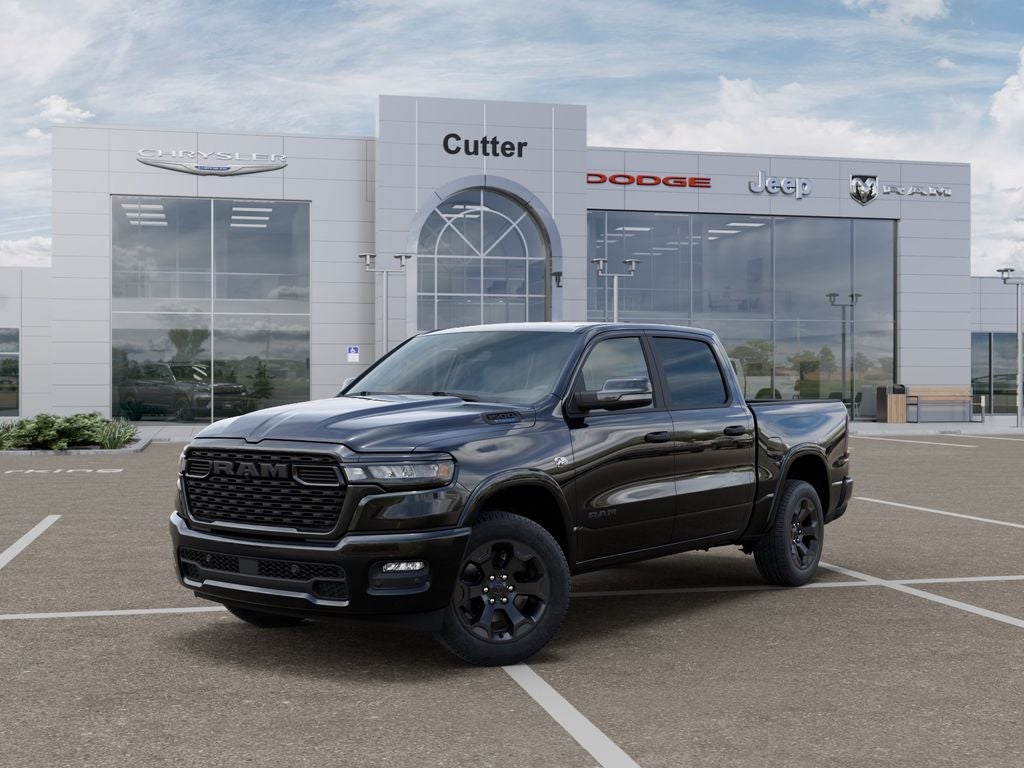 2026 RAM Ram 1500 RAM 1500 BIG HORN CREW CAB 4X2 5'7' BOX in Diamond Black Crystal Pearl-Coat Exterior Paint — front three-quarter view