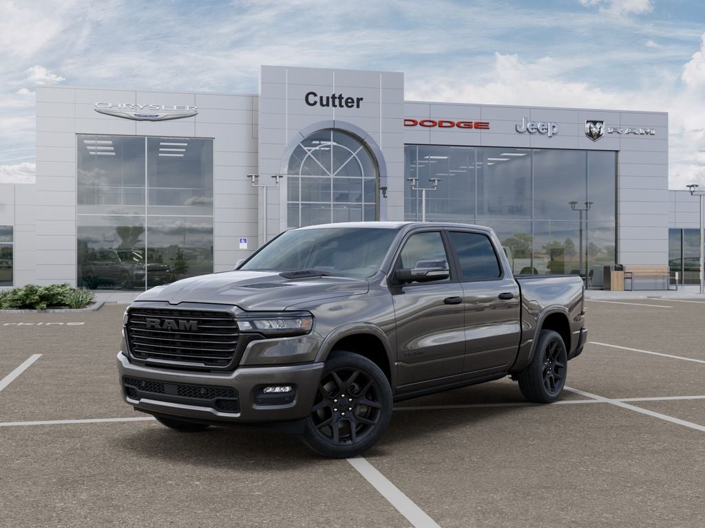 2026 RAM Ram 1500 RAM 1500 LARAMIE CREW CAB 4X2 5'7' BOX in Granite Crystal Metallic Clear-Coat Exterior Paint — front three-quarter view