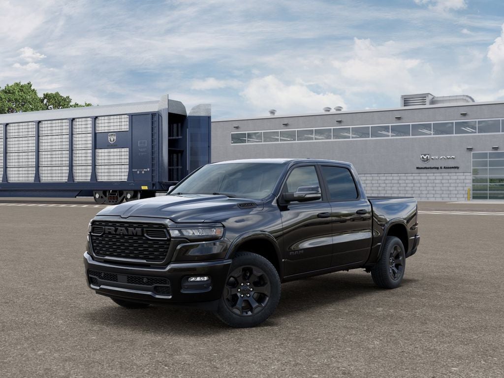 2026 RAM Ram 1500 RAM 1500 BIG HORN CREW CAB 4X4 5'7' BOX in Diamond Black Crystal Pearl-Coat Exterior Paint — front three-quarter view