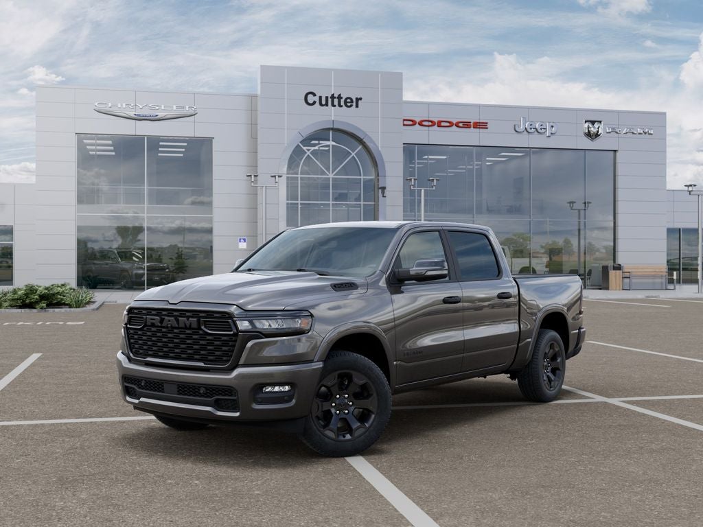 2026 RAM Ram 1500 RAM 1500 BIG HORN CREW CAB 4X4 5'7' BOX in Granite Crystal Metallic Clear-Coat Exterior Paint — front three-quarter view