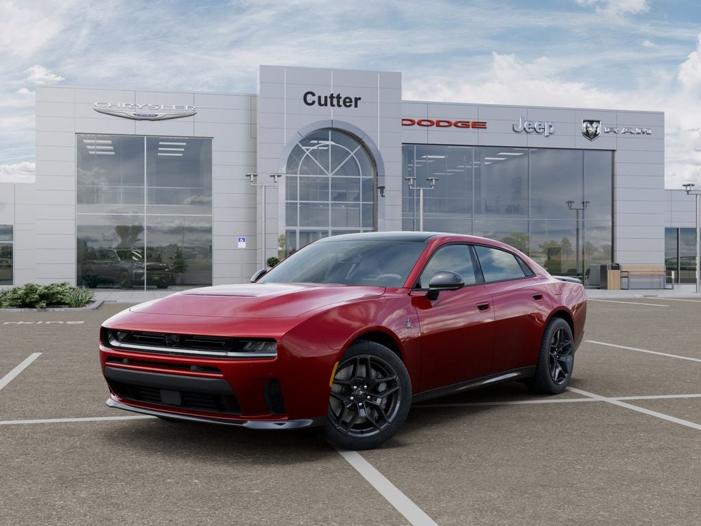 2026 Dodge Charger CHARGER SCAT PACK PLUS 4-DOOR AWD in Redeye Exterior Paint — front three-quarter view