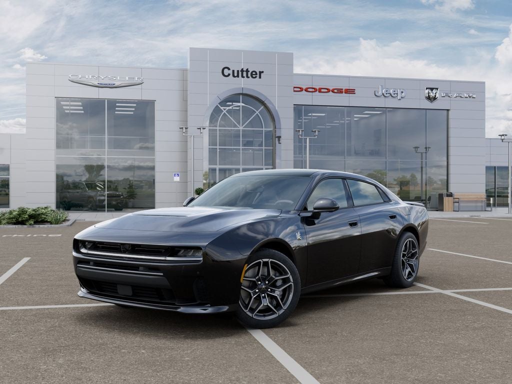 2026 Dodge Charger CHARGER SCAT PACK PLUS 4-DOOR AWD in Diamond Black Crystal Pearlcoat — front three-quarter view
