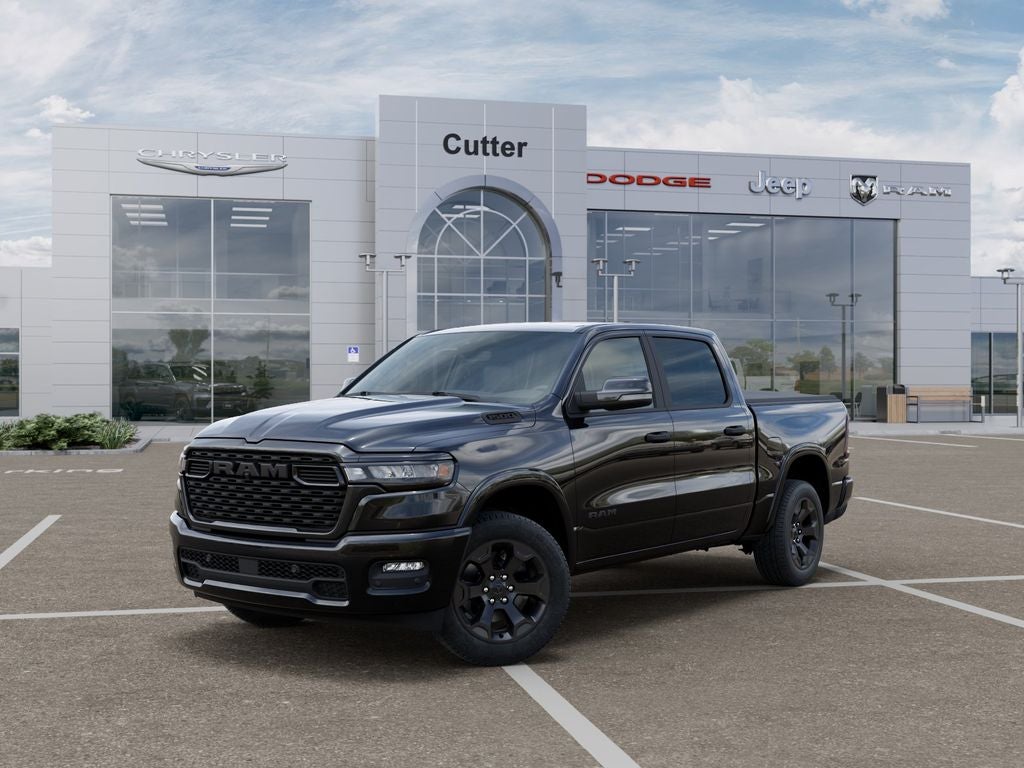2026 RAM Ram 1500 RAM 1500 BIG HORN CREW CAB 4X2 5'7' BOX in Diamond Black Crystal Pearl-Coat Exterior Paint — front three-quarter view
